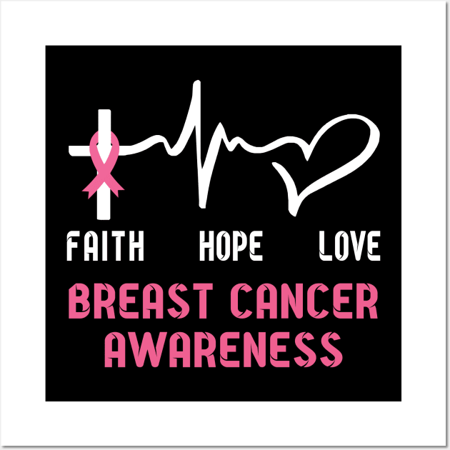 Faith Hope Love breast cancer Awaneress Support breast cancer Gifts Wall Art by ThePassion99